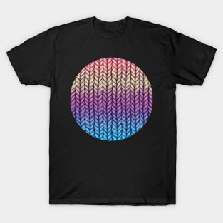 Rainbow Gradient Chunky Knit Pattern T-Shirt